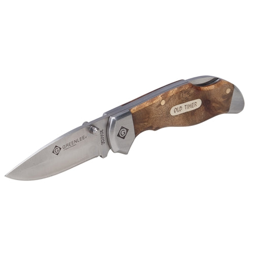 Greenlee 0652-24 Wood SS Drop Point Pocket Knife