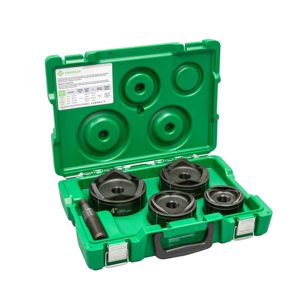 Greenlee 7304 2-1/2" - 4" Conduit Size Standard Round Knockout Punch Kit