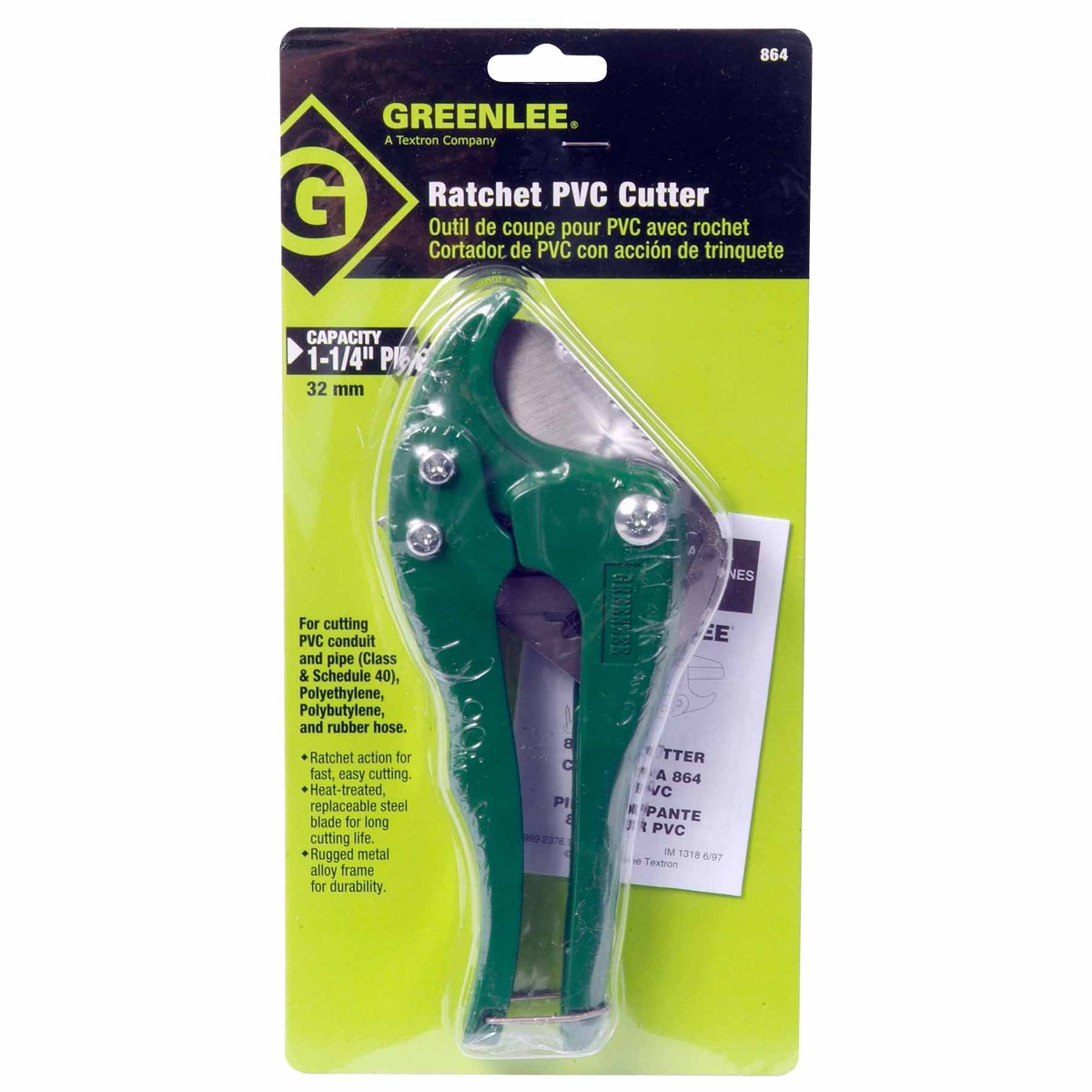 Greenlee 864 PVC Cutter for up to 1-1/4"