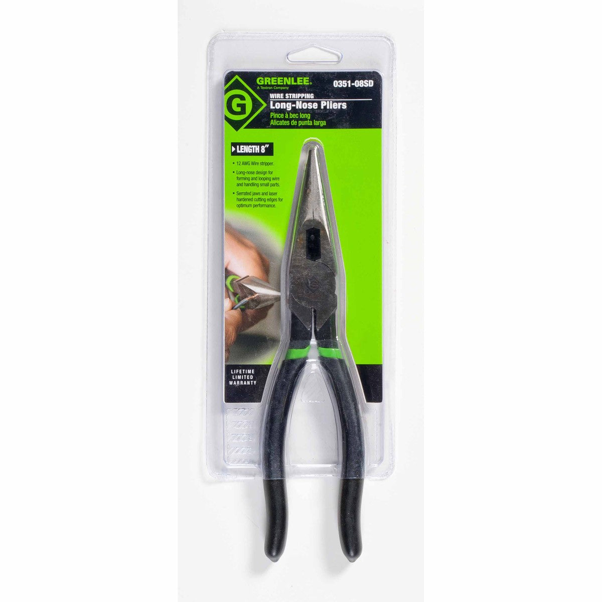 Greenlee 0351-08SD 8" Long Nose Dipped Grip Pliers