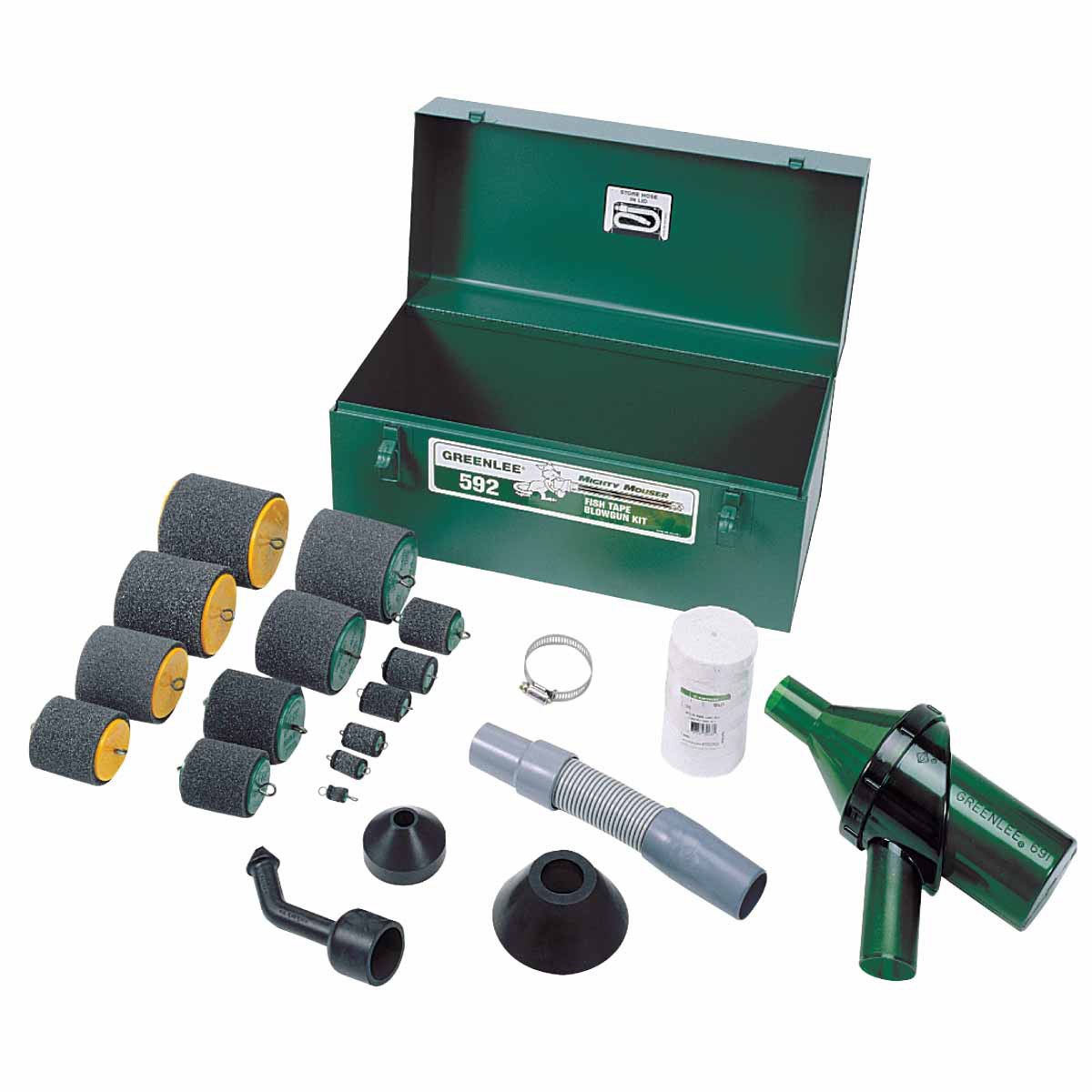 Greenlee 592 Mighty Mouser Blow Gun Kit for 1/2" - 4" Conduit with Metal Box
