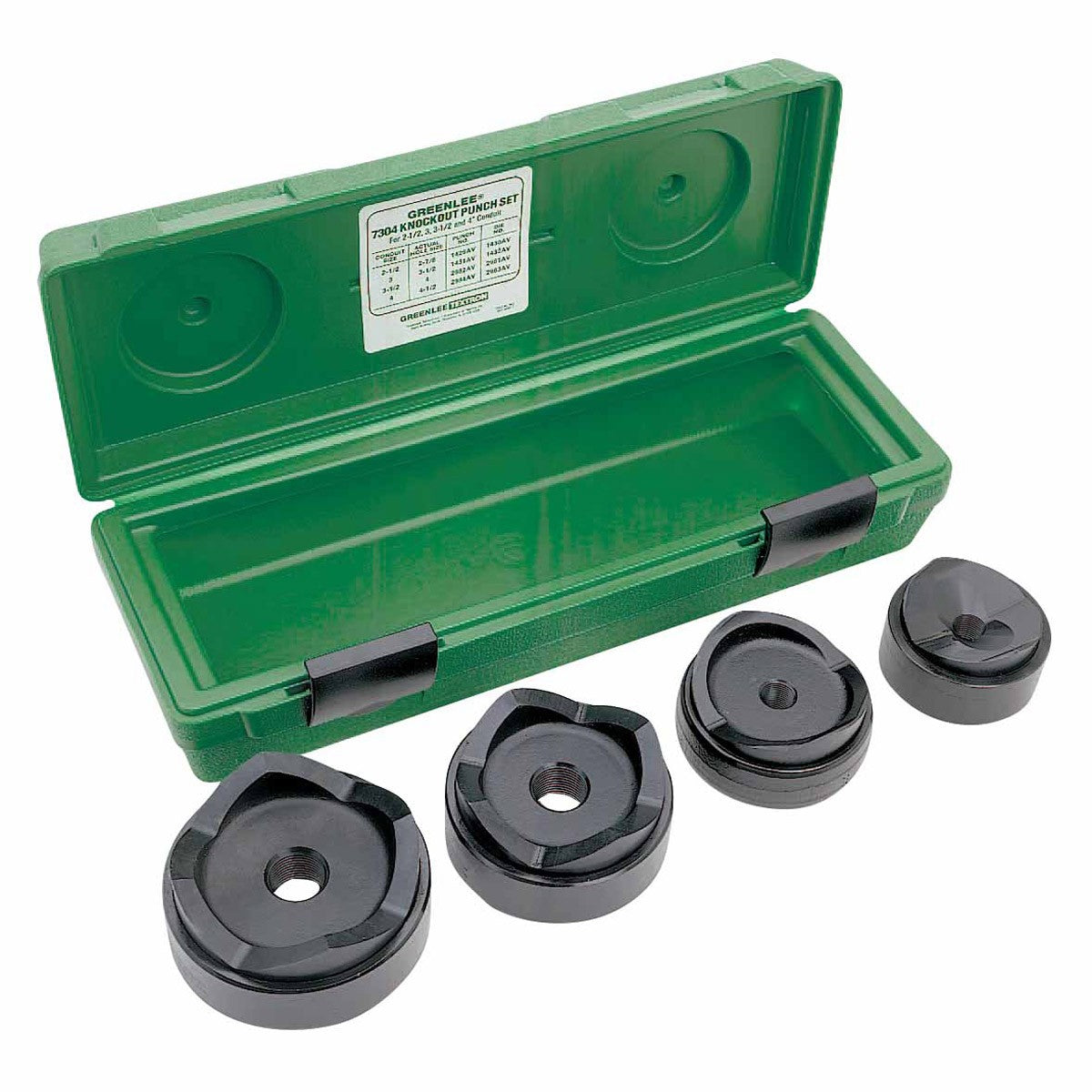 Greenlee 7304 2-1/2" - 4" Conduit Size Standard Round Knockout Punch Kit