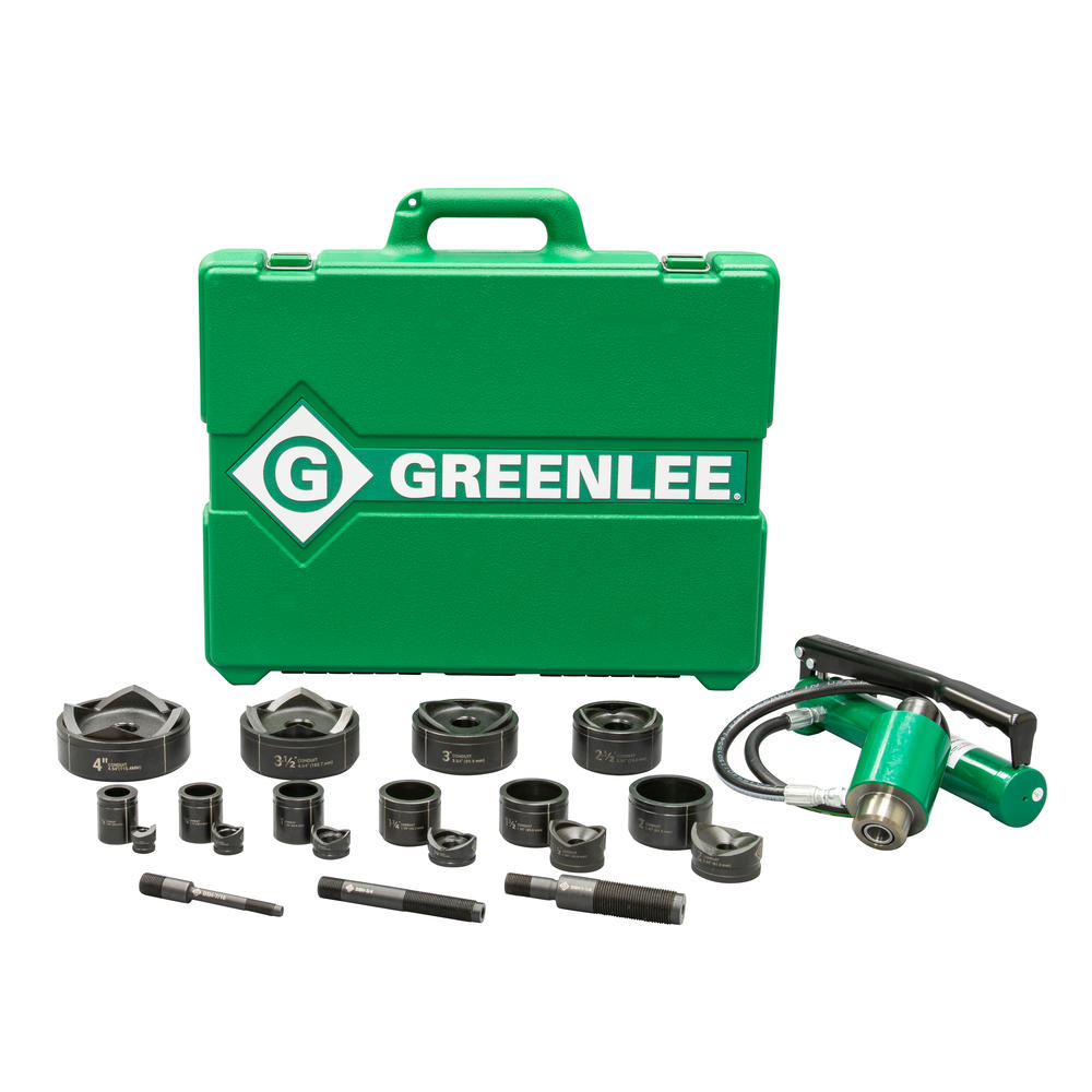 Greenlee 7310 Driver, Hand Pump, Standard Punches, Dies, and Draw Studs for 1/2 in. through 4in. Co