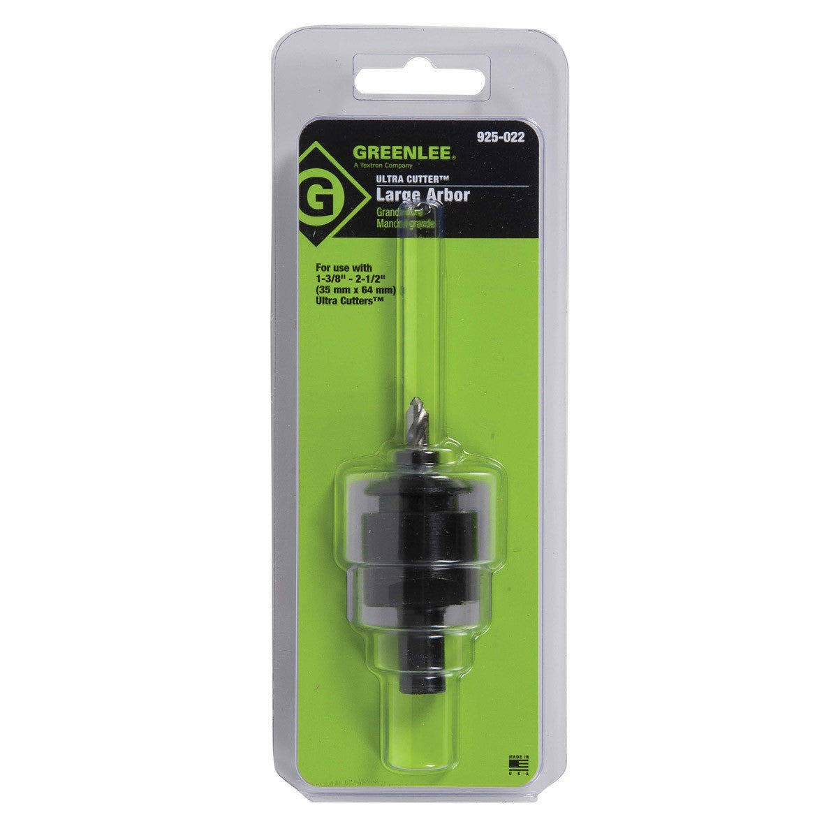 Greenlee 925-022 Large Arbor with Pilot drill for 1-3/8" to 2-1/2" Size Cutter