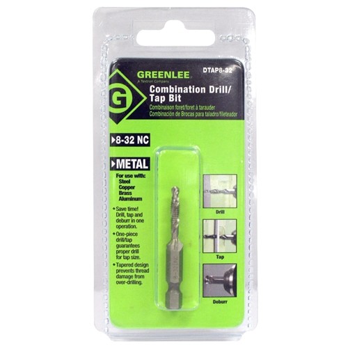 Greenlee DTAP8-32 DRILL/TAP, 8-32.