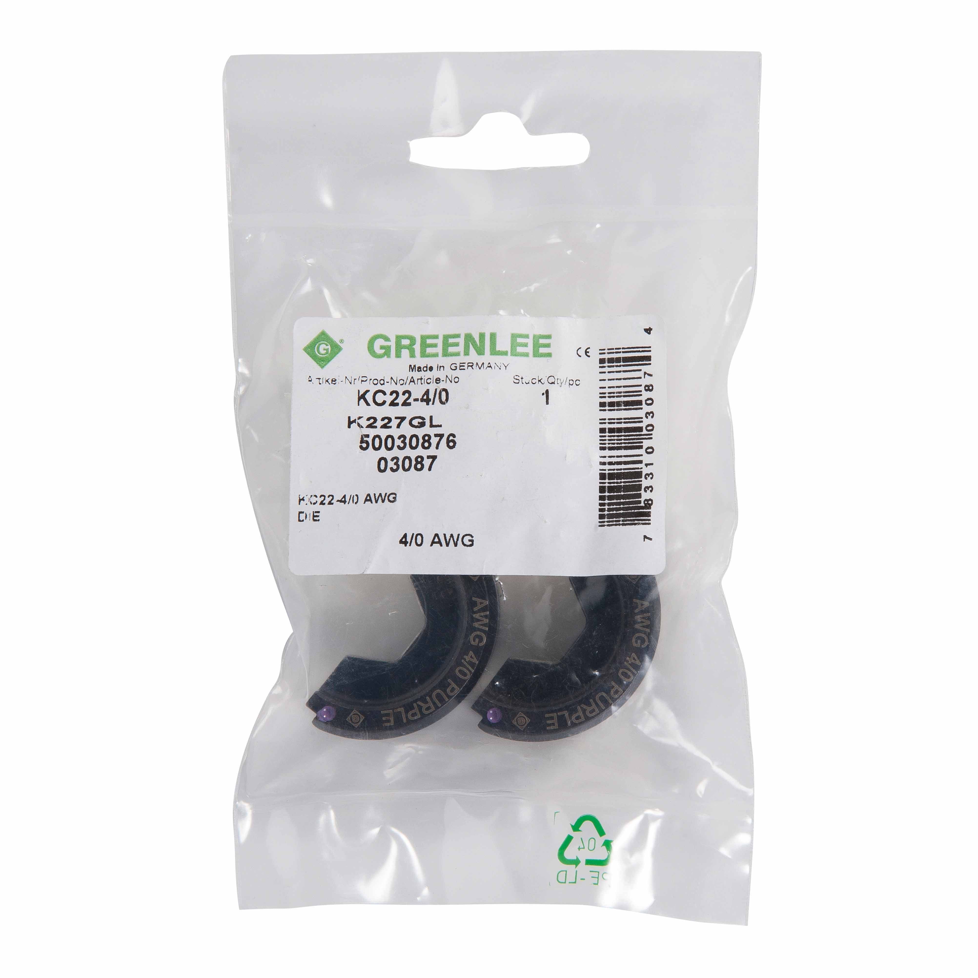 Greenlee KC22-4 6-Ton Crimping Die for 4 AWG Cable